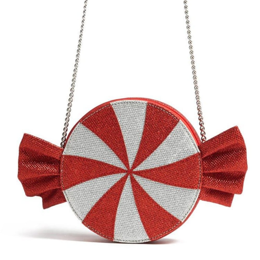 Red & Silver Sparkly Peppermint Candy Crossbody